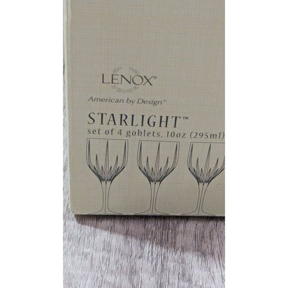 Lenox Starlight Crystal Wine water goblet Glasses Set Of 4 in box  10oz - Picture 8 of 10